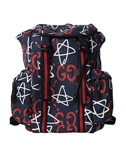 Ghost Backpack, Nylon/Leather, Blue/Red/White, 429087.429087, Box,D.B.